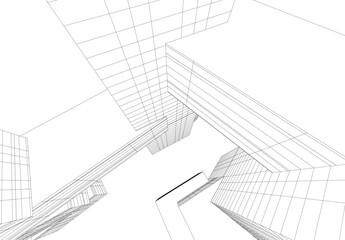 Architectural 3d drawing vector illustration