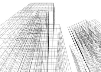 Fototapeta premium Architectural 3d drawing vector illustration