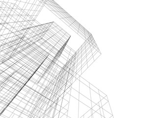 Fototapeta premium Architectural 3d drawing vector illustration