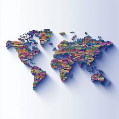 A world map made entirely of search engine queries, with each country represented by the most common search terms, Infographic style, Flat Design, Minimalistic, Monochrome