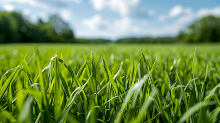 Obraz premium green grass and blue sky