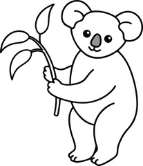 Happy Koala Hugs a Branch in This Coloring Book
