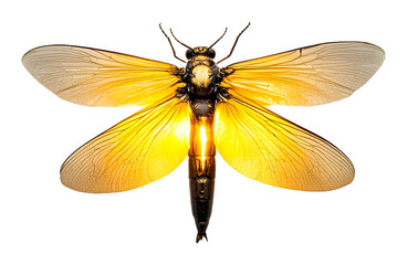 Brightly illuminated insect showcasing stunning details at night isolated on transparent background