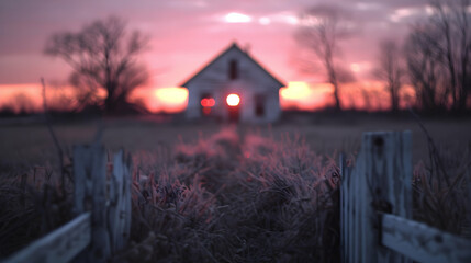 sunset in the village