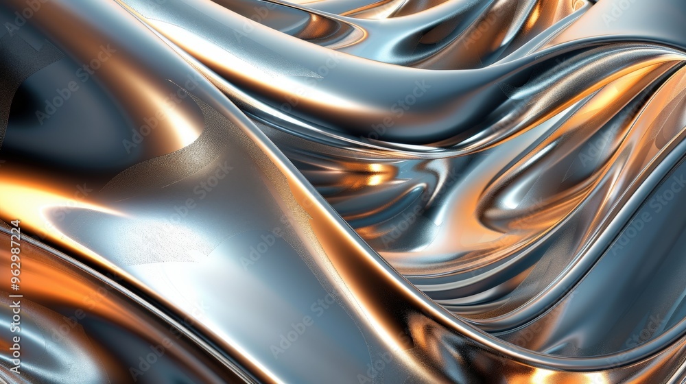 Poster an abstract background with organic forms intertwined with metallic textures, resulting in a strikin