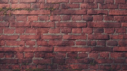 Obraz premium Old brick wall with moss and weathered texture.