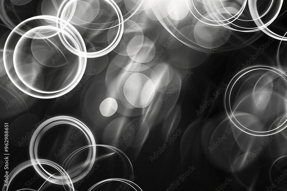 Poster abstract light effect background. abstract background black and white with circles colored frames, d