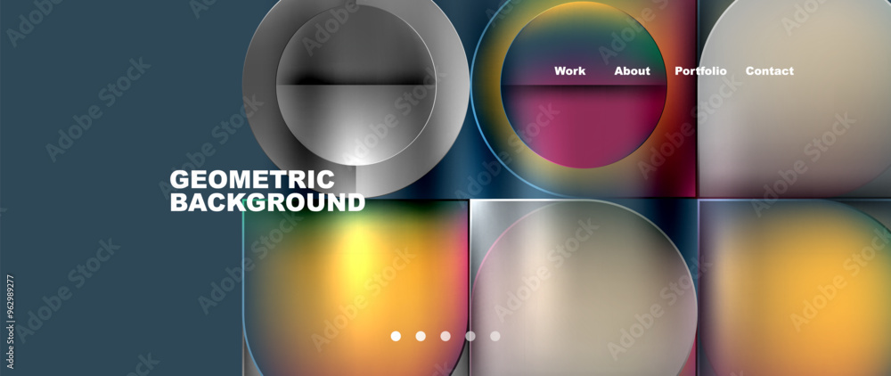 Aufkleber bright colorful squares with round elements minimal geometric background. vector illustration for wa