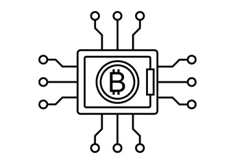 Icono negro de chip informático para minar criptomonedas o bitcoin