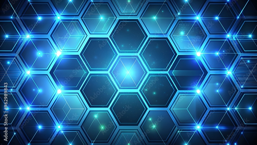 Aufkleber futuristic vector background with hexagon pattern, and blue colors. black background with blue neon 