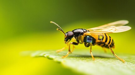 Bioengineered insect carrying microchips, pollination and data collection, biotechnology