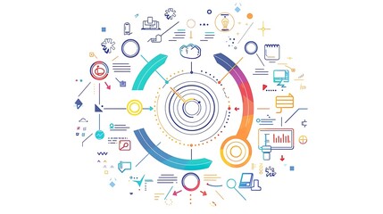 A network graphic with colored circles connected by lines