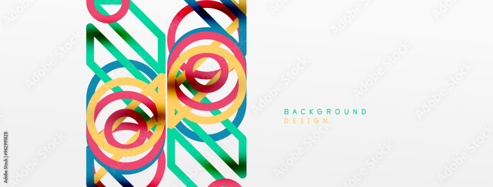 Poster abstract background - colorful circle lines technology or business digital template