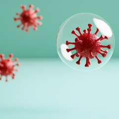 Quarantine visualized as a large, isolated bubble containing the infected, with glowing barriers, Fantasy, Digital illustration, Cool blue tones, High contrast, Futuristic
