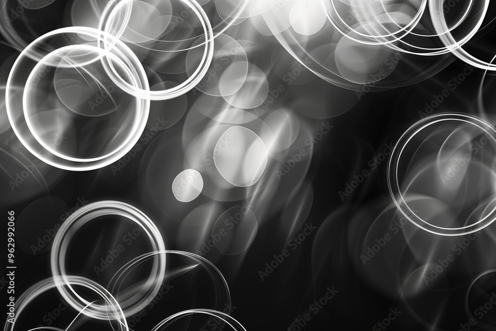 Poster abstract light effect background. abstract background black and white with circles colored frames, d
