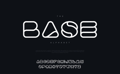 Creative Design vector Font of twisted Ribbon for Title, Header, Lettering, Logo. Minimal technology typography, Creative urban sport fashion futuristic font. Colorful rounded Letters and Numbers. 
