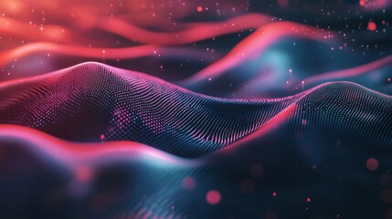 Mesmerizing Digital Abstract Background with Flowing Particle Waves and Vibrant Gradient Landscapes