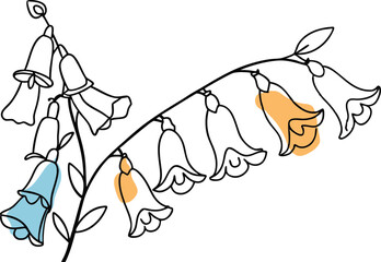 Elegant Thin Petals and Leaves Vector Composition
