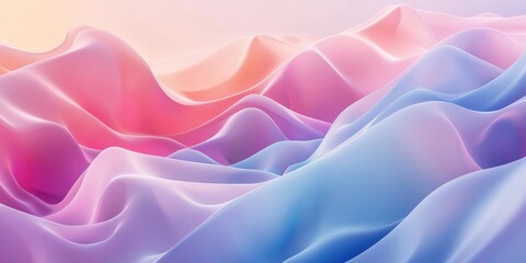 Obraz premium Mesmerizing Digital Landscape of Smooth Pastel Waves and Gradients