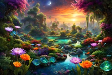 Naklejka premium magical nature summer landscape