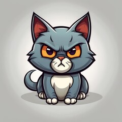 Fototapeta premium cartoon illustration,angry cat cartoon isolated on white,cat with a smile