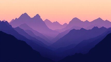 Obraz premium Majestic silhouette of mountain range at sunrise with soft gradient sky, perfect for nature, landscape, and outdoor adventure themes