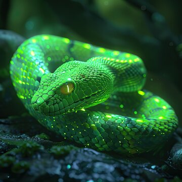 green neon snake