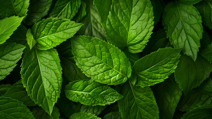 Mint Leaves Background. Top View