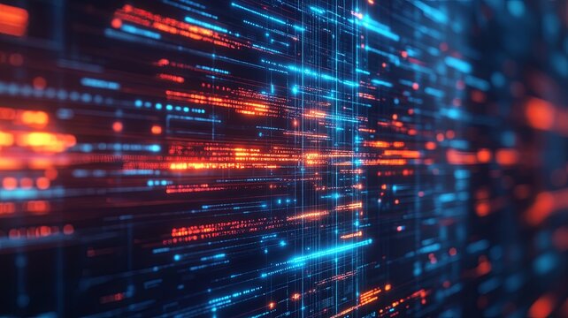 Abstract background of digital technology, data transfer, and information flow in cyberspace