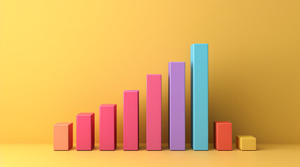 Colorful bar graph on a yellow background, showing increasing values.