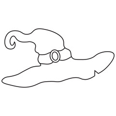 Hand Drawn Halloween Witch Hat Icon, Isolated on White Background. Vector Illustration in Sketch Style.