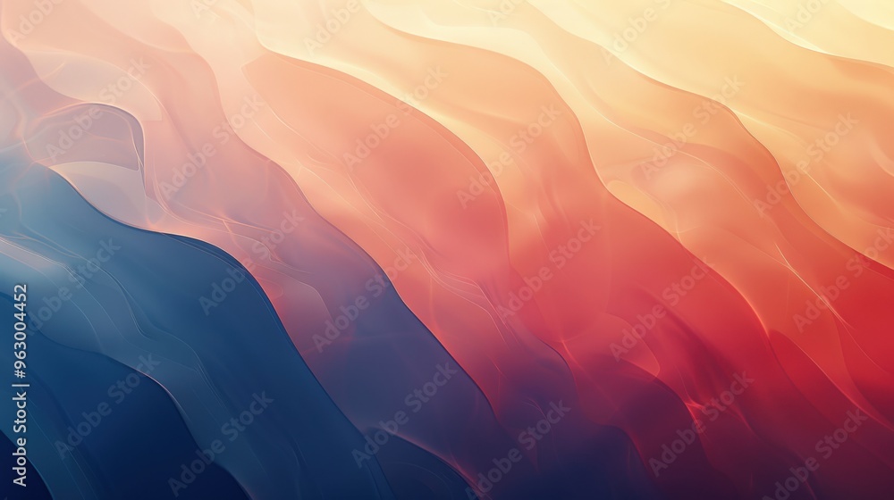 Poster visually appealing abstract background featuring a gradient of warm colors fading into cool tones, e