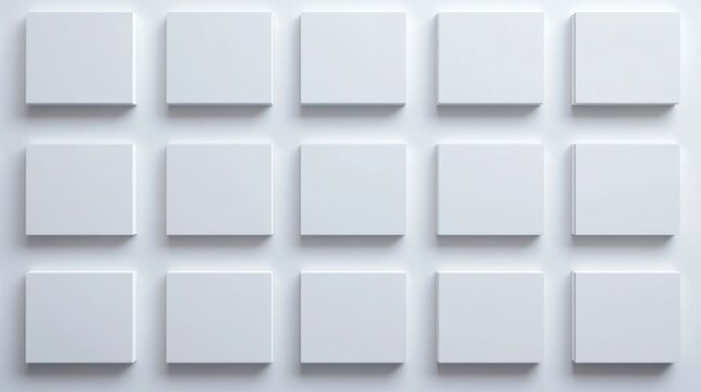 Collection of blank white boxes arranged in a grid, ready for customizable text or imagery.