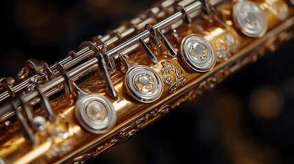 Obraz premium Closeup of a gold flute with intricate detailing.