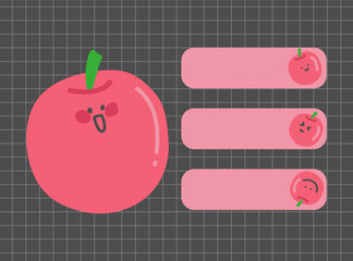 Colorful sticky note with cute food illustration set