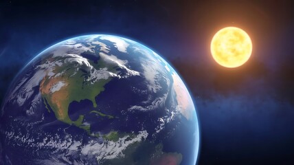 Fototapeta premium Breathtaking Space View of Earth Illuminated by the Sun's Glow
