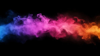 Colorful smoke swirling on black background