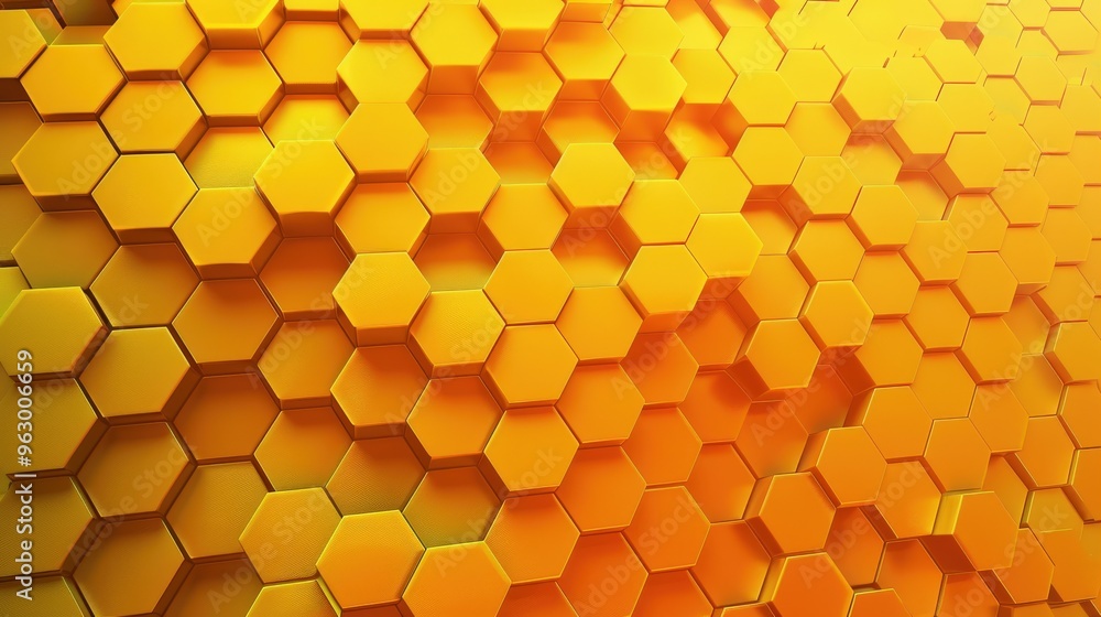 Aufkleber dynamic abstract design showcasing a honeycomb structure with a gradient of yellow and orange shades