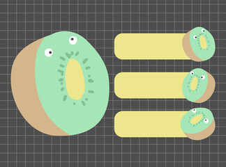 Colorful sticky note with cute food illustration set