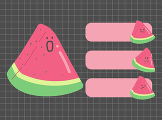 Colorful sticky note with cute food illustration set