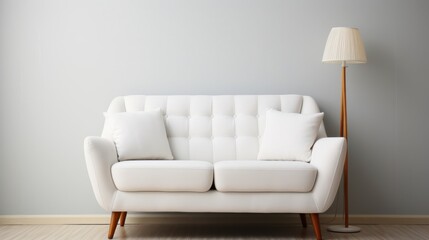 White sofa and lamp in modern living room