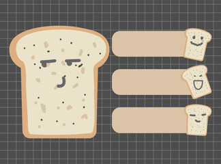 Colorful sticky note with cute food illustration set