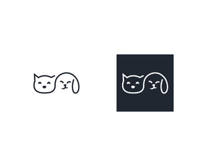 Dog and cat logo design template vector, line of pet logo design suitable for pet shop, store, cafe, business, hotel, veterinary clinic, Domestic animals vector illustration logotype, sign and symbol