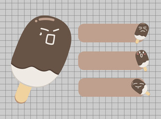 Colorful sticky note with cute food illustration set