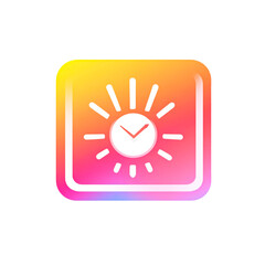 clock symbol on transparent background . yellow clock sign without background