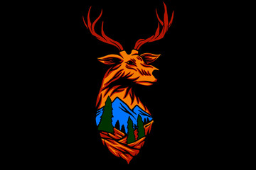 deer in black background