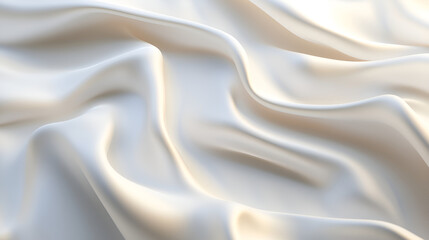 Obraz premium Elegant Creamy White Silk Fabric Texture with Soft Folds and Waves, High-Quality Satin Material Background for Luxury Design Concepts, White silk fabric close-up