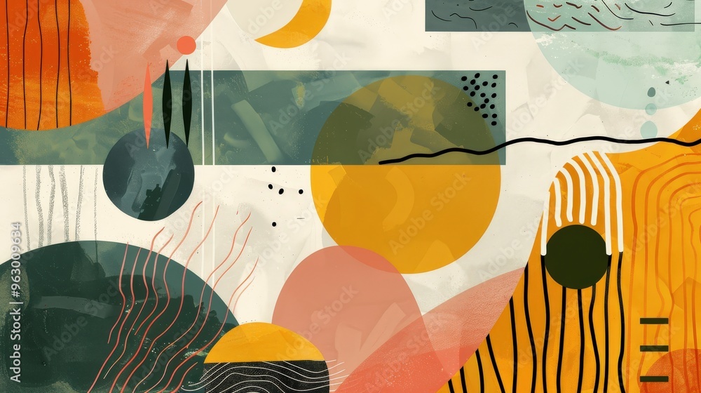 Aufkleber an elegant abstract background featuring a blend of organic shapes and geometric designs, creating a