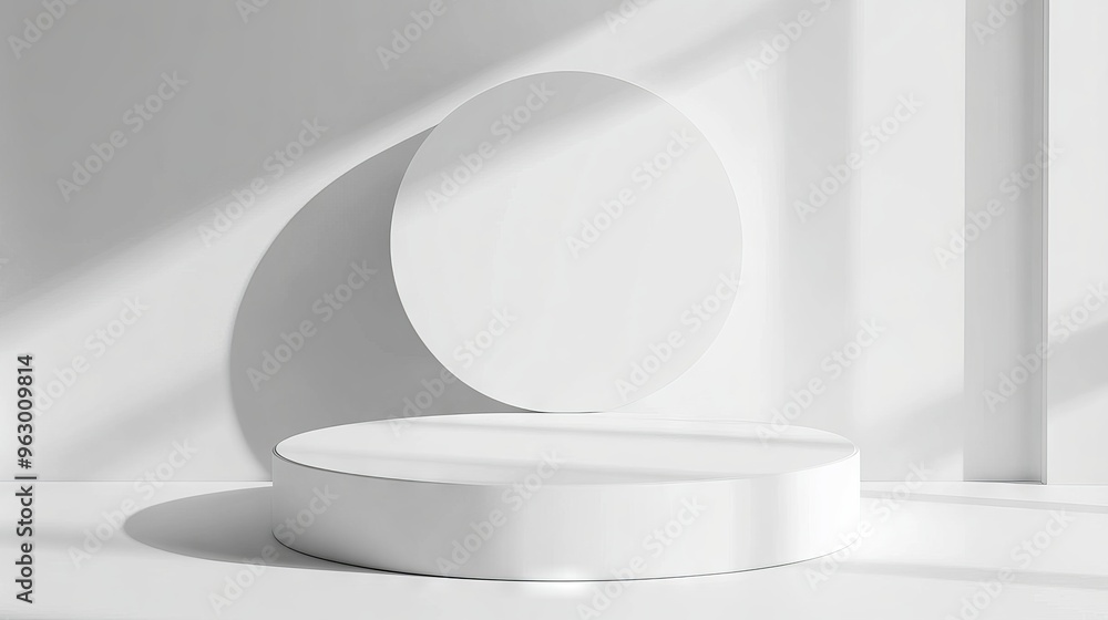 Poster blank white gradient background with product display space, empty studio room floor, and smooth tran