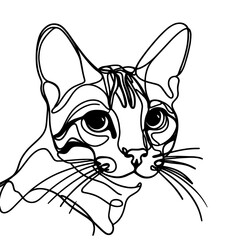 Obraz premium Close-up portrait of Bengal cat in a line drawing style